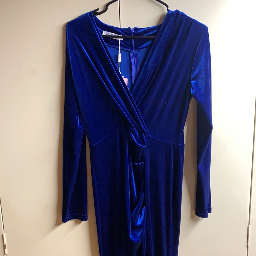 Blue velvet long sleeve dress size medium